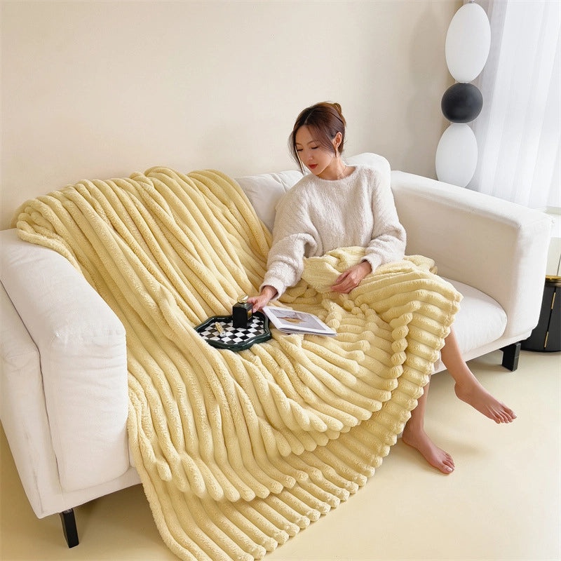 Cozy Solid Color Flannel Throw Blanket for Bedding and Home Use|Blankets & Throws