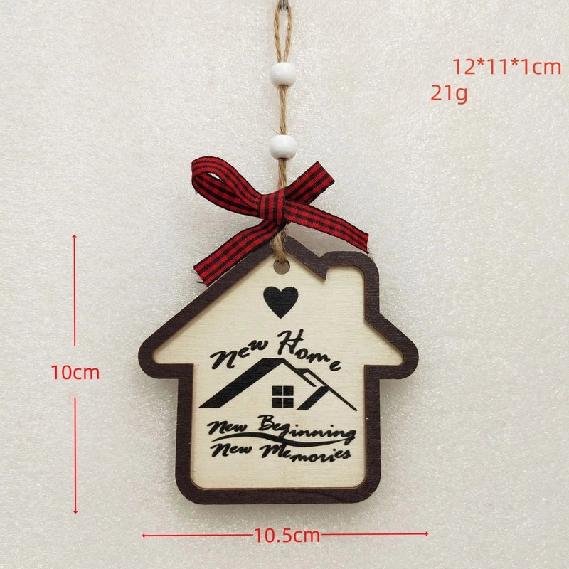 Christmas Wooden Letter House Bow Knot Hanging Ornaments for Indoor Holiday Party Decorations|Home Decor