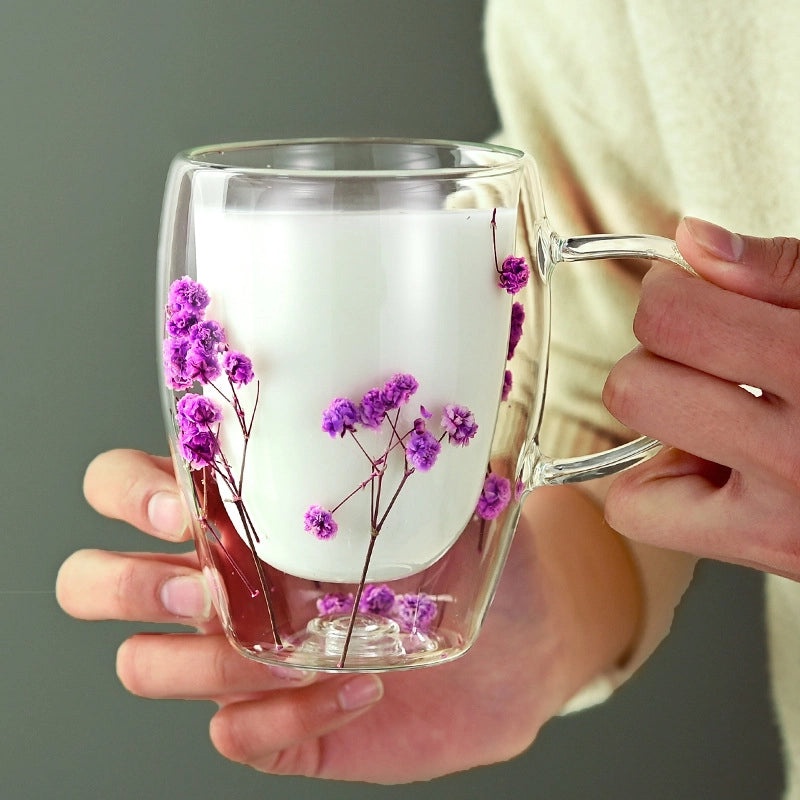 Floral Borosilicate Glass Mug for Vacation & Everyday Use | Drinkware & Mugs