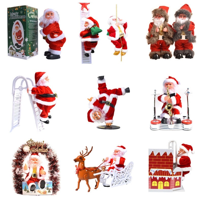 Electric Santa Claus Climbing Ladder Toy with Music | Christmas Decorations & Gifts