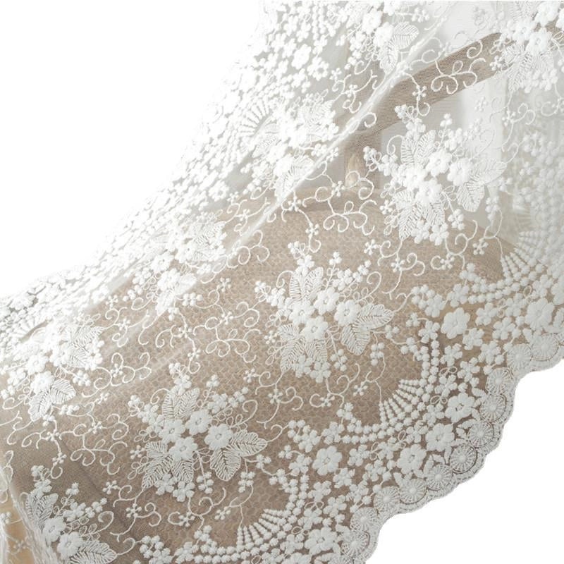 French-style 3D Embroidered Cotton Lace Table Runner for Wedding Decoration|Home Decor Table Linens