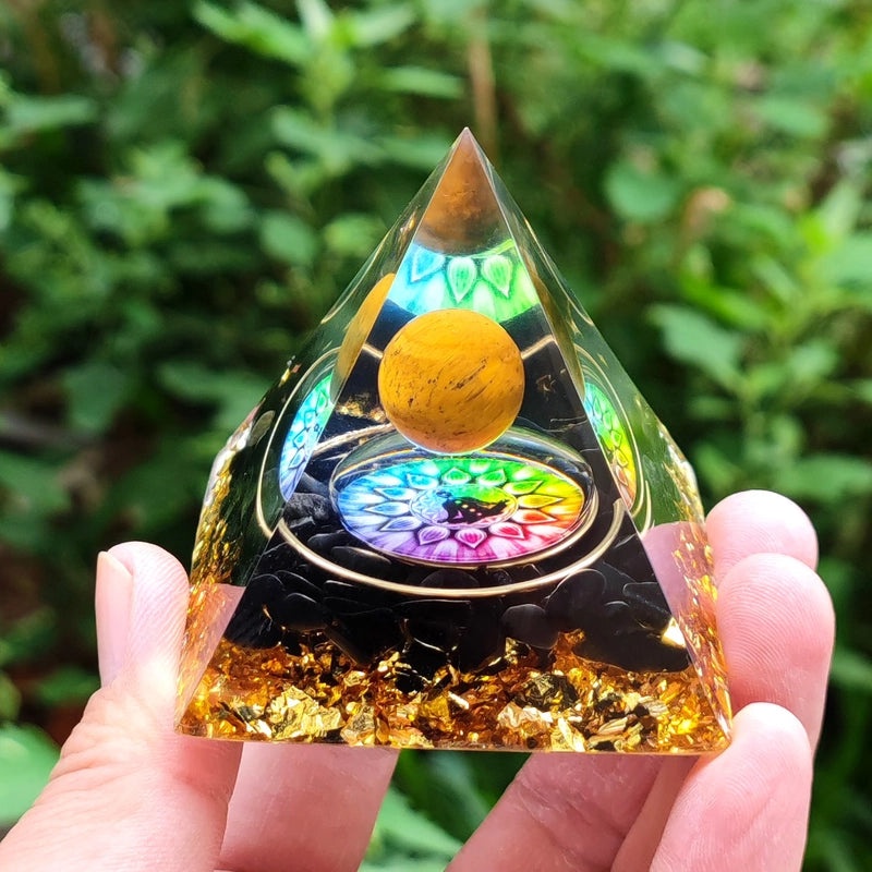 Pyramid Resin Crystal Ball with Decorative Pyramid Gravel | Home Decor & Accessories