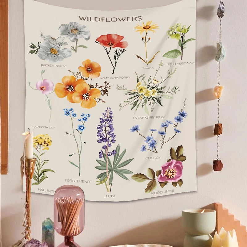Vintage Floral Botanical Tapestry Wall Hanging|Home Decor & Wall Art