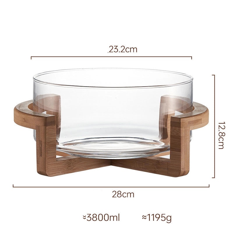 Wooden Glass Fruit Plate with Single Fruit Fork | Kitchen & Dining Accessories