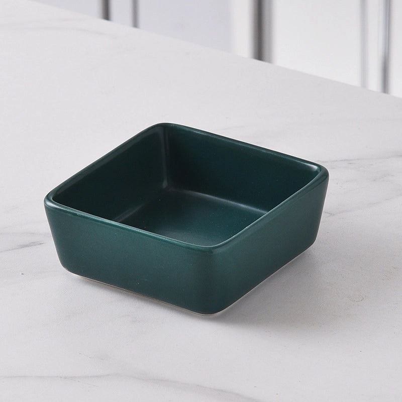 Nordic Ceramic Square Snack Bowl with Bamboo Wooden Tray | Kitchenware & Dining Accessories