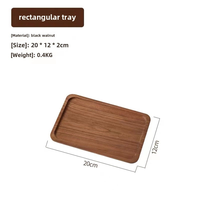 Japanese-style Oval Wooden Tray Solid Black Walnut Rectangular Plate Small Exquisite Tea Coffee Serving Tray|Home & Kitchen > Kitchen & Dining > 