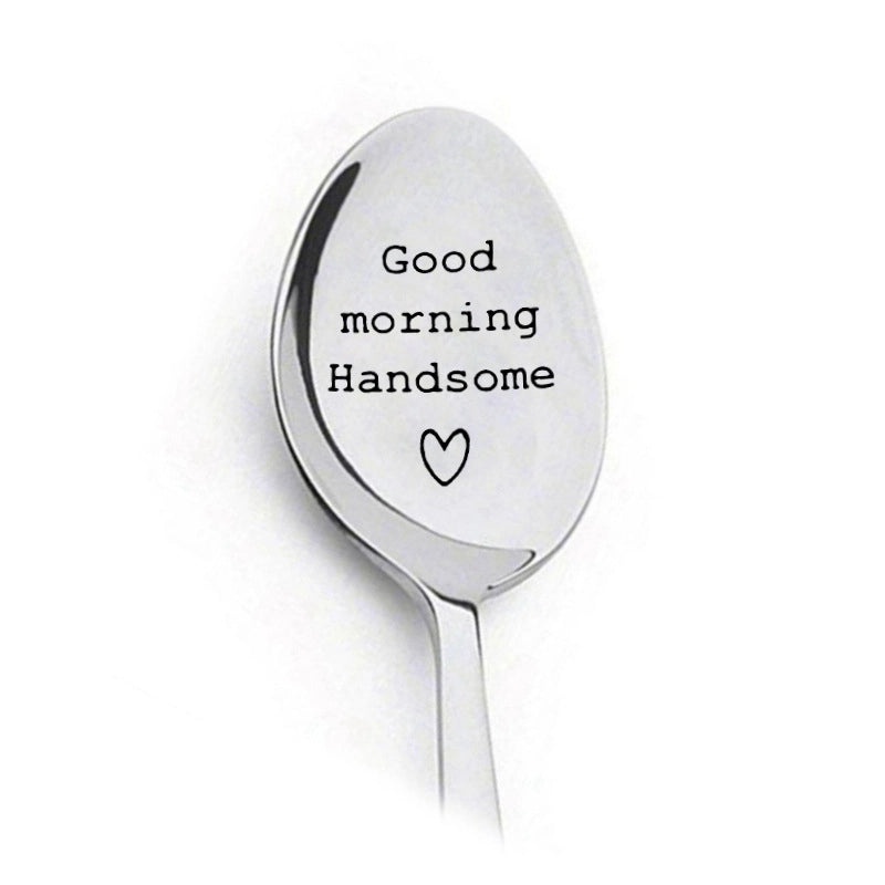 Trendy Engraved Stainless Steel Spoon|Kitchen Utensils & Dining Accessories