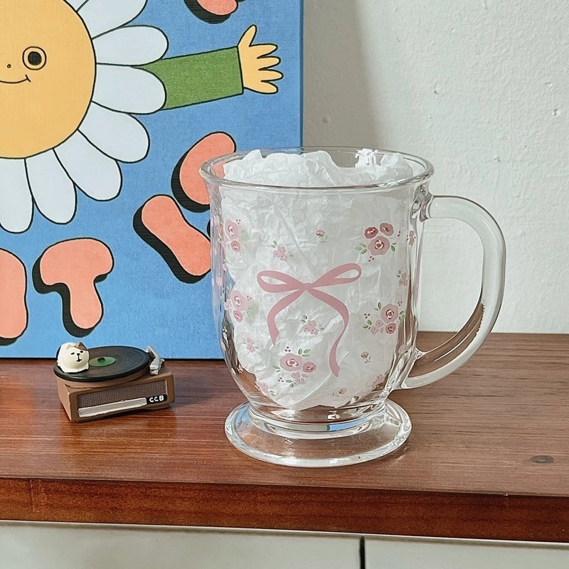 Bolimi French Rose Glass Cup with Bow Handle | Drinkware & Mugs