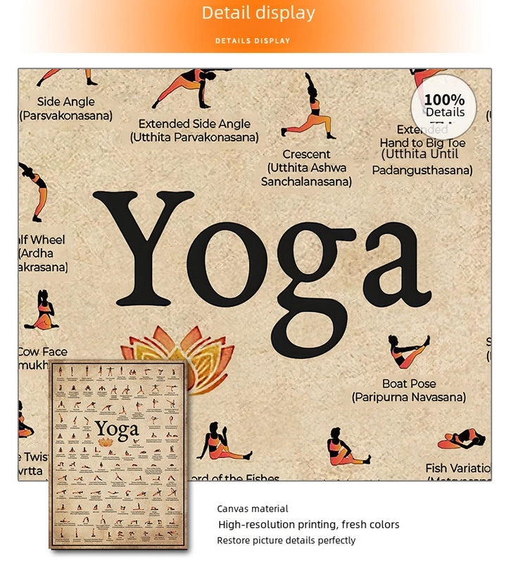 Vintage Yoga Asana Poster Abstract Art Canvas Painting for Bedroom and Living Room | Wall Art & Decor