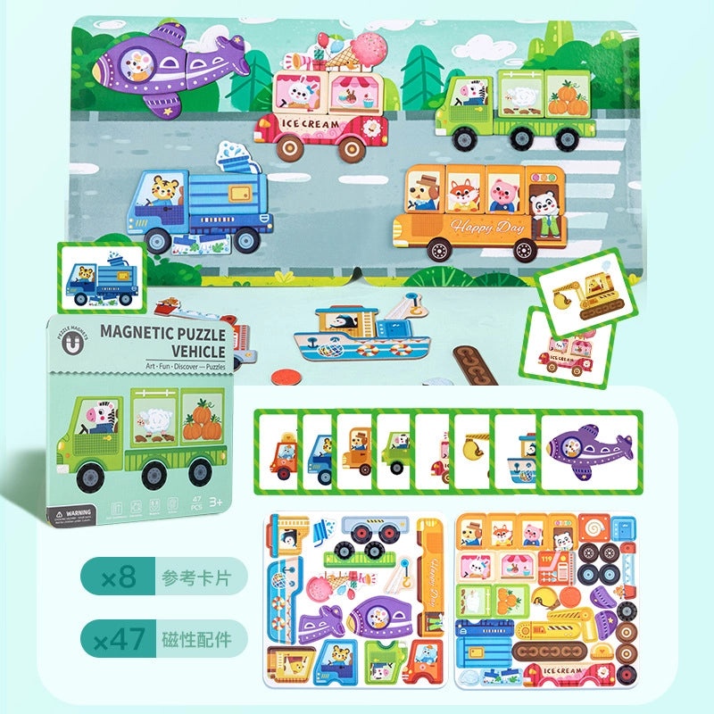 Wooden Magnetic Puzzle for Kids Ages 3-6 | Educational Toy Gift for Boys & Girls | Kindergarten Learning Magnet Set | Children's Dress-Up Toy | W