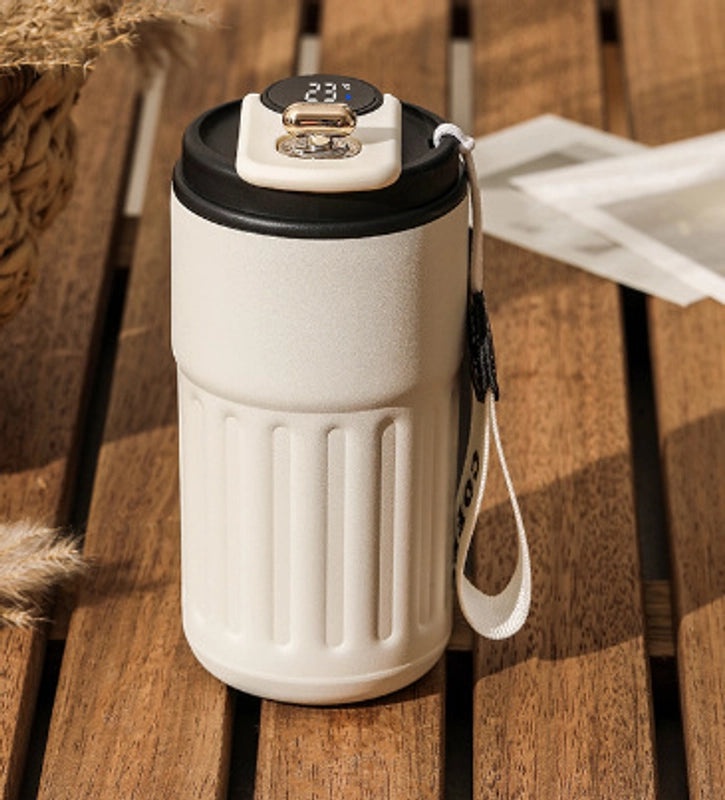 Smart Temperature Display Coffee Mug 316 Stainless Steel Cute Portable Thermos Cup with Carrying Strap | Drinkware & Thermoses
