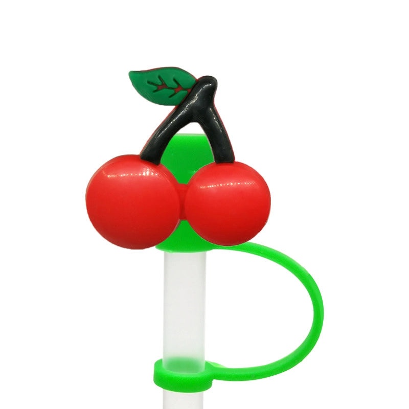 Cute Fruit Plant Silicone Straw Cap Dust Cover Personalized PVC Drink Straw Sleeve|Drinkware Accessories