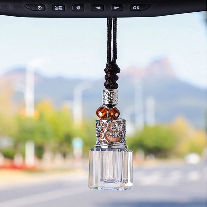 Colorful Transparent Geometric Crystal Car Air Vent Perfume Bottle Hanging Ornament|Car Accessories