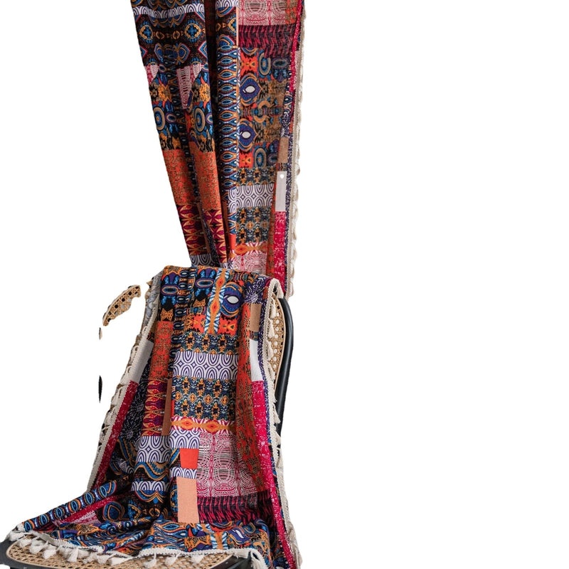 Bohemian Patchwork Printed Kitchen Curtain Semi-Shaded Bay Window Country Style Living Room|Home Decor Curtains