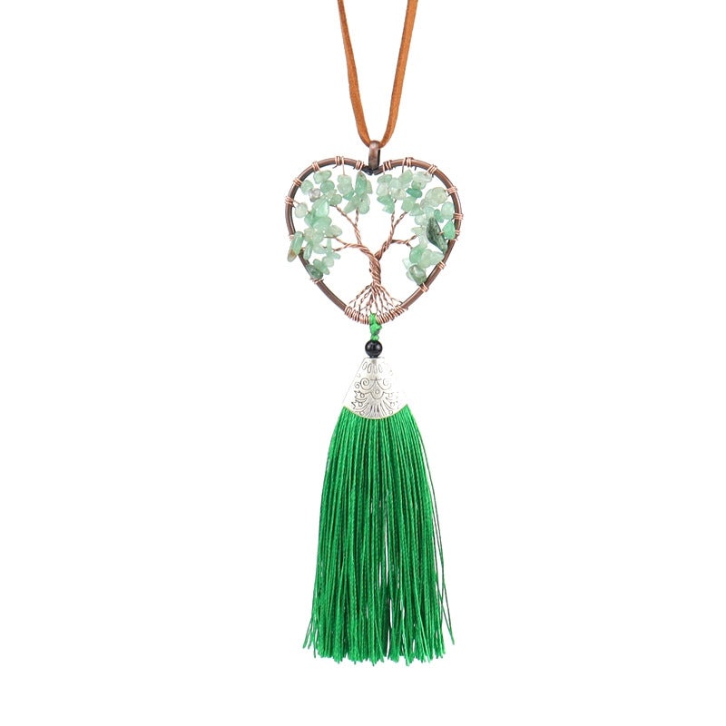Ethnic Tree of Life Heart Agate Pendant Necklace | Jewelry & Accessories
