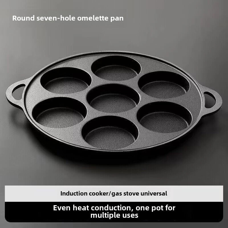 Cast Iron Omelette Pan Deep Non-Stick Egg Hamburger Mold Household Dumpling Pot|Kitchen Cookware