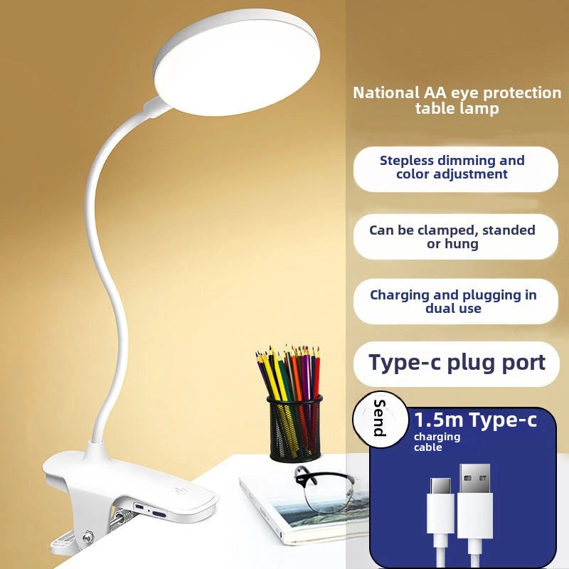 USB Type-C Clip-On Table Lamp Eye Protection Night Light for Students Dorm Bedroom Bedside|Lighting & Lamps