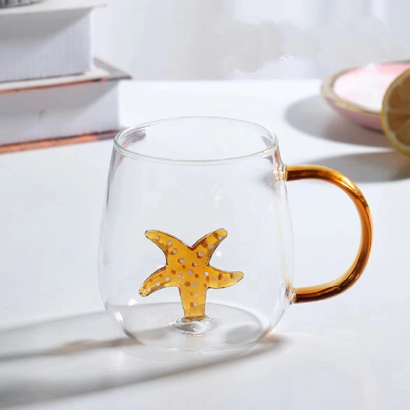 3D Animal Shape Glass Cup with Colorful Handle|Kitchen & Dining