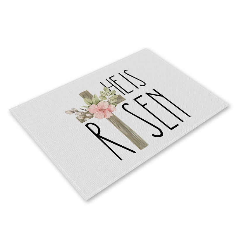 Adorable Rabbit and Heart Letter Linen Placemat for Dining Table Decor|Home Decor and Kitchen Accessories