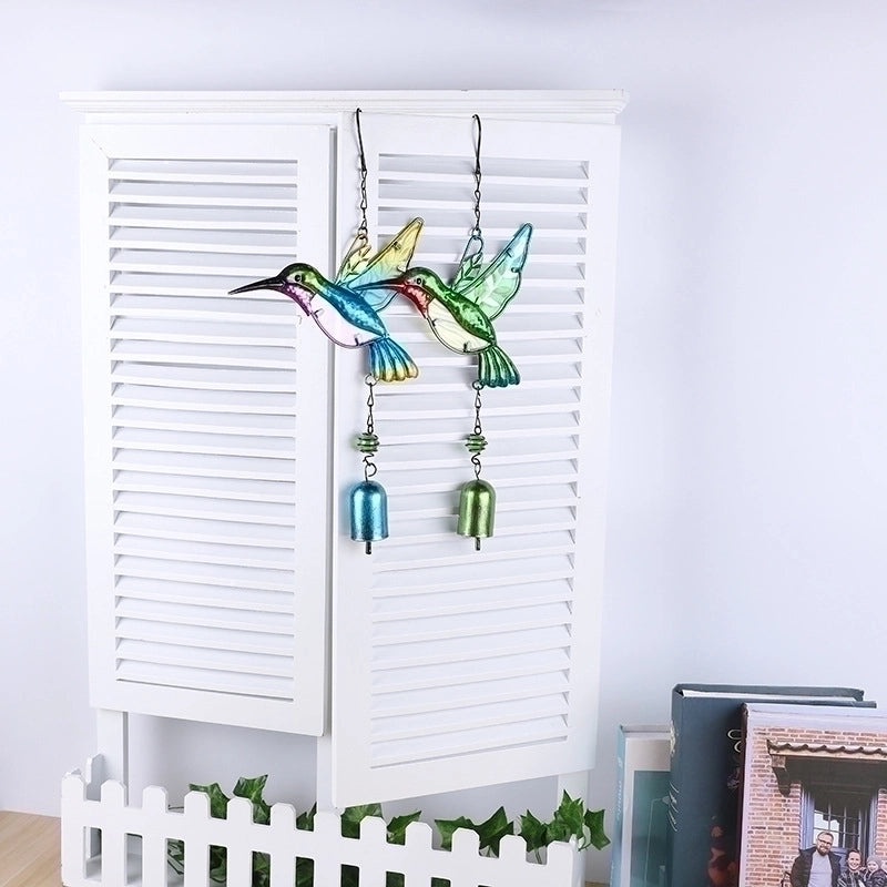 Bird Design Glass and Iron Wall Hanging Wind Chime | Home Decor & Garden Ornaments