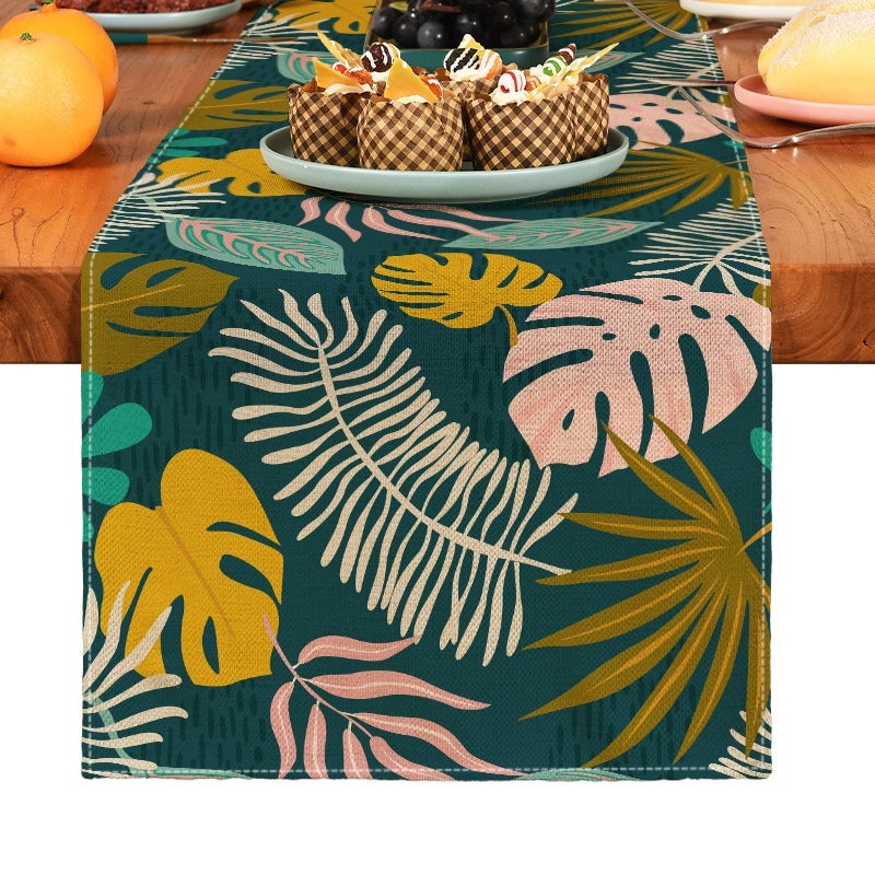 Stylish Vintage Leaf Pattern Linen Tablecloths for Home Decor|Home & Living Table Linens