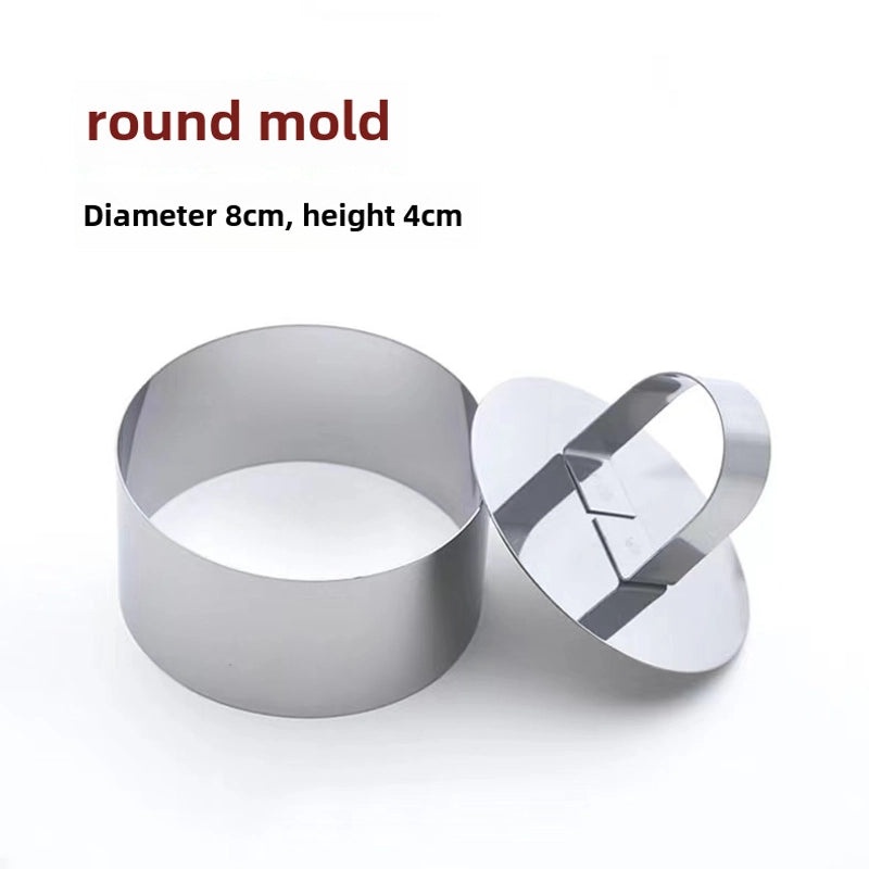 Stainless Steel Cake Mold with Push Piece for Mousse, Rice Ball & Sushi Making|Kitchen Bakeware Tools