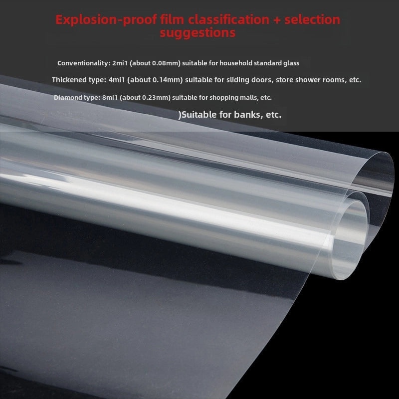248MIL Transparent Glass Safety Film Explosion-Proof Membrane for Shower Doors Windows|Home Improvement Safety Accessories