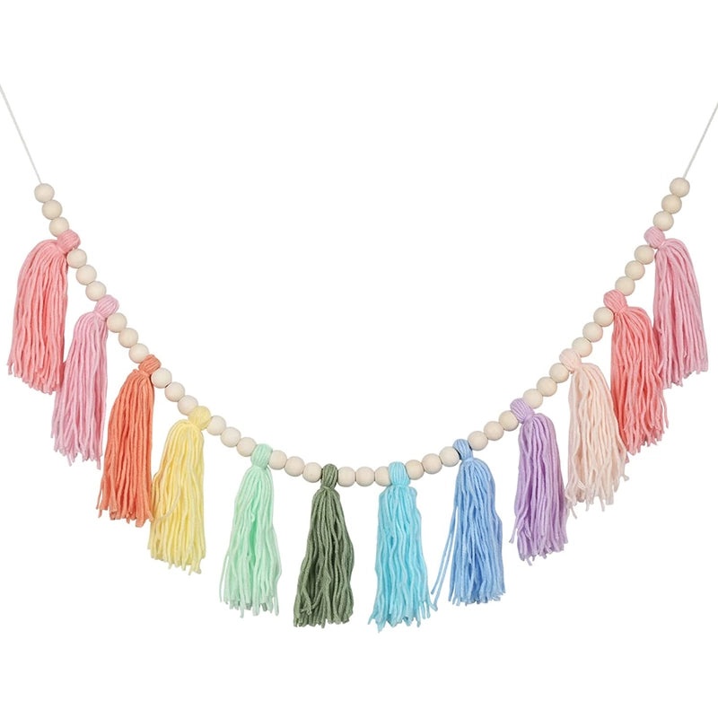 Bohemian Wooden Beads Tassel Garland Wall Hanging Decor for Holiday and Home|Home Decor