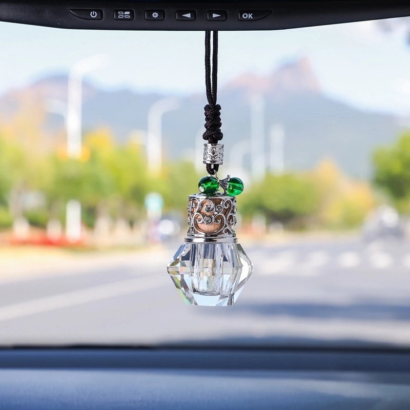 Colorful Transparent Geometric Crystal Car Air Vent Perfume Bottle Hanging Ornament|Car Accessories
