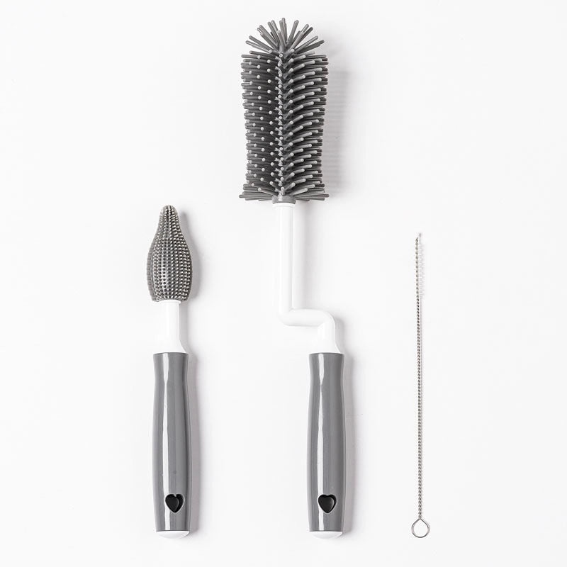 Silicone Baby Bottle Brush Set with Nipple and Straw Cleaners | Baby Feeding Accessories