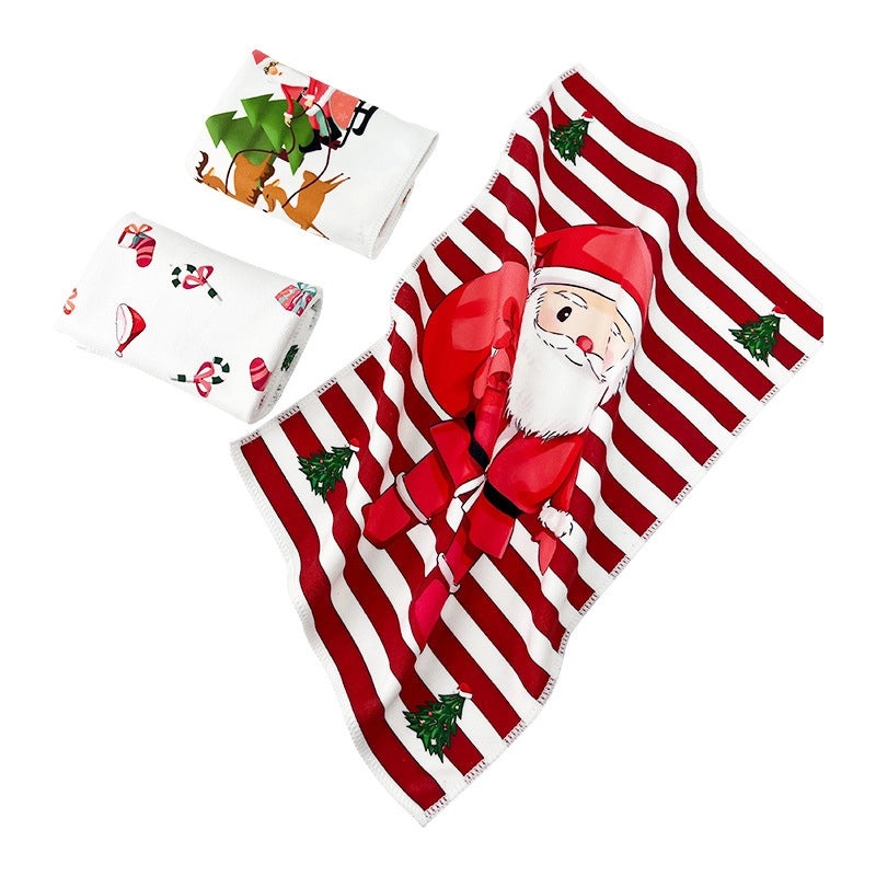 Christmas Casual Holiday Decor Santa Claus Christmas Tree Soft Microfiber Towel|Home & Living Decor