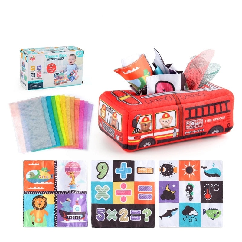 Baby Educational Simulation Cloth Book Toy with Digital Traffic Design and Ringing Tissue Box for Christmas|Baby Early Education Toys