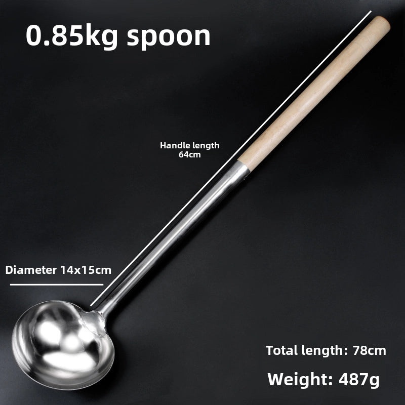 Stainless Steel Long Handle Spatula Chef Cooking Spoon Large Commercial Serving Porridge Spoon|Kitchen Utensils