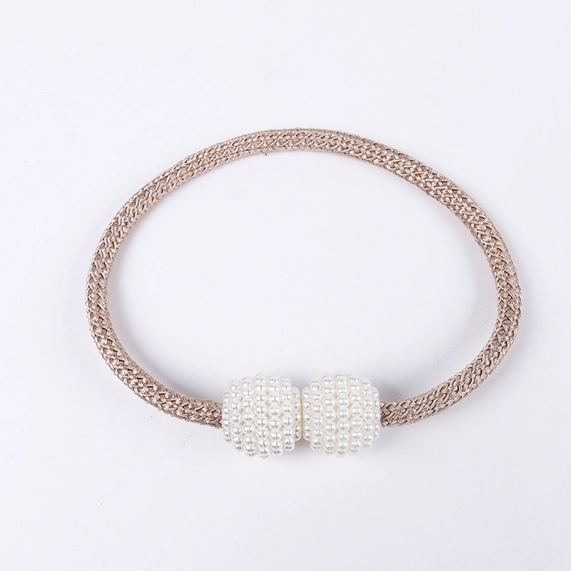 Retro Elegant Geometric Pearl Curtain Tieback for Home Decor
