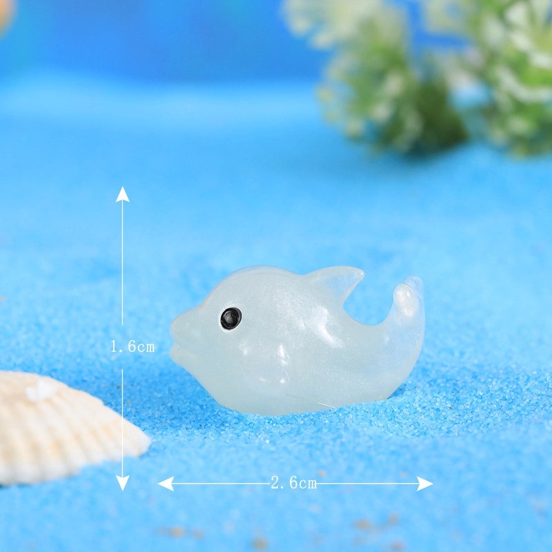 Colorful Luminous Dolphin Doll Pendant with Moss Micro Landscape Resin Jewelry | Creative Resin Jewelry