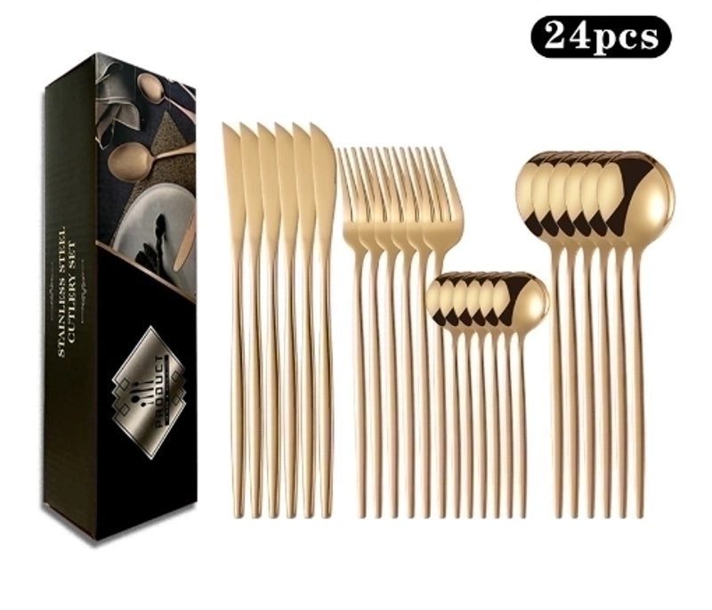 Elegant Solid Color Stainless Steel Cutlery Set 1 Piece|Kitchen & Dining