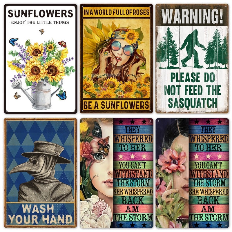 Vintage Iron Wall Art with Human, Animal & Letter Designs | Home Decor Wall Hangings