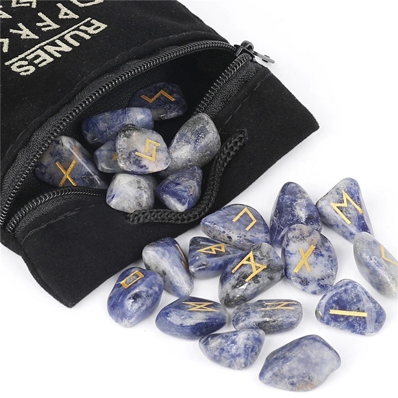 25 Natural Crystal Rune Stones Set Amorphous Spiritual Ornaments|Spiritual Healing Jewelry