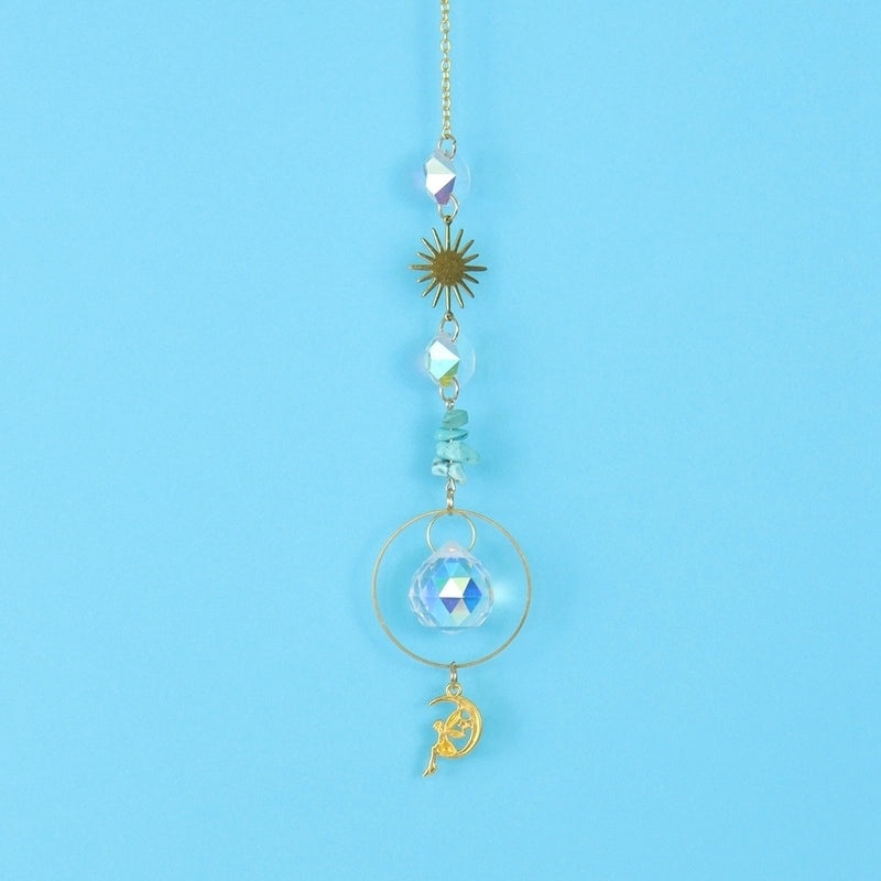 Elegant Sun and Moon Elf Pendant with Artificial Crystal and Agate | Fashion Jewelry