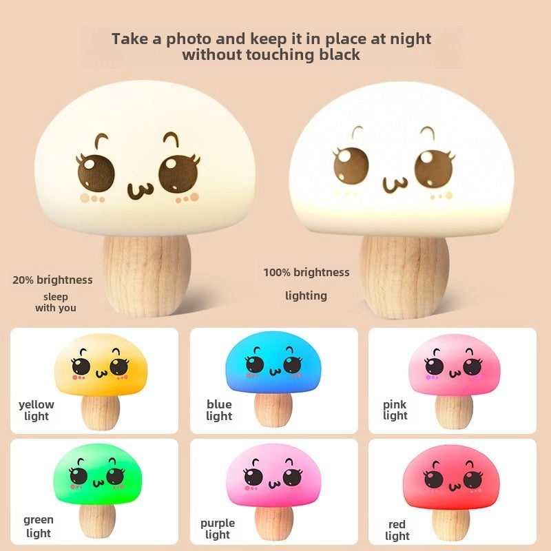 Seven-Color Silicone Mushroom Night Light Lamp with Charging, Timer, Small Table Lamp for Sleep and Feeding|Home Decor