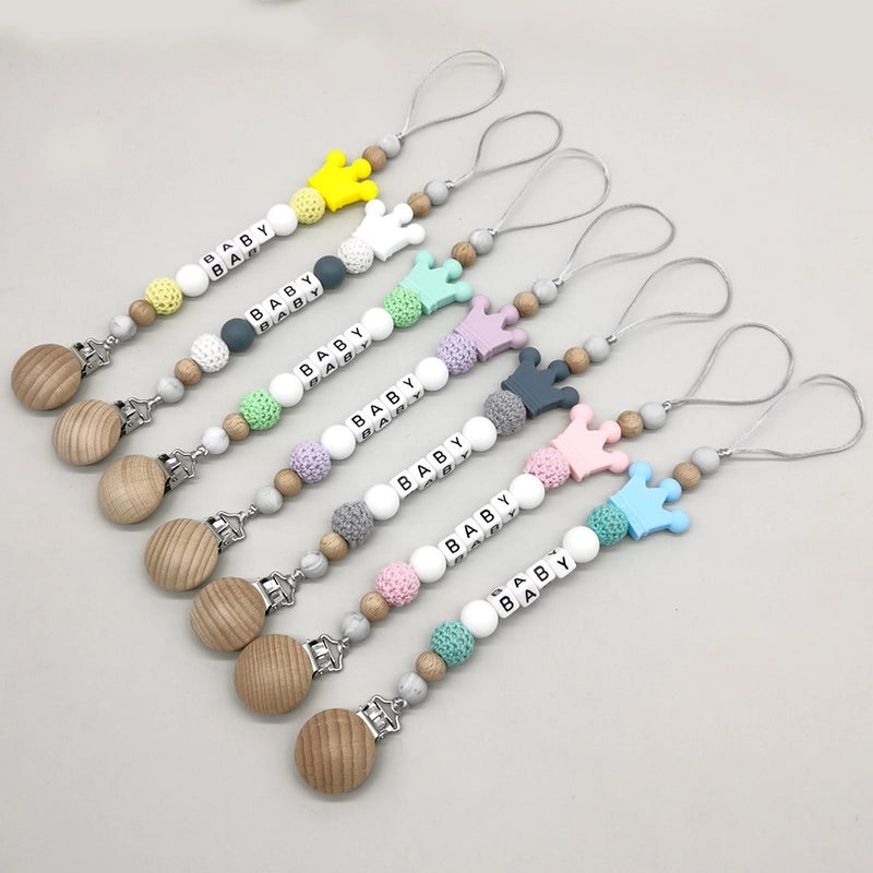 Adorable Baby Letter Crown Hair Clip with Plastic, Wood, and Silica Gel Materials | Baby Accessories