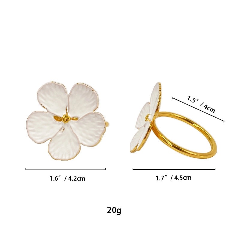 White Floral Napkin Rings Set | Home & Kitchen Tableware