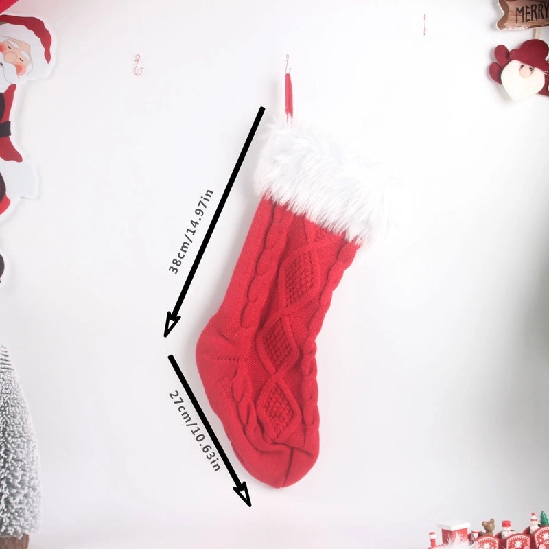 Festive Plush Knitted Christmas Socks for Kids | Holiday Gifts & Decorations