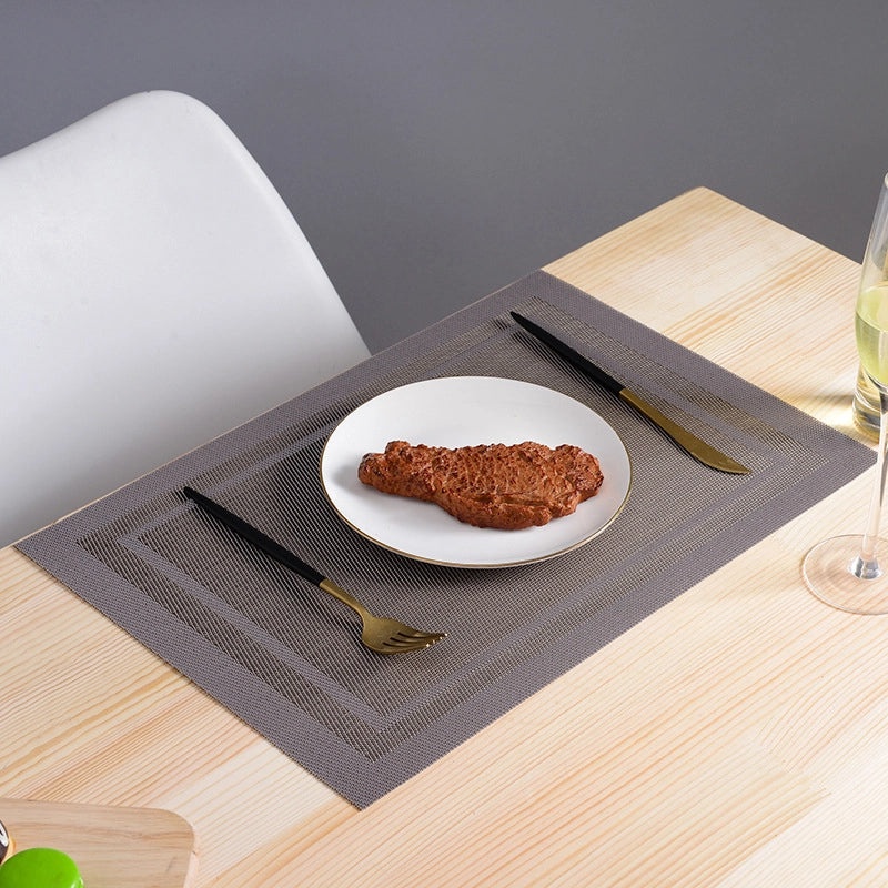 Waterproof Non-slip PVC Placemat with Double Diagonal Frame Japanese European Style | Kitchen & Dining Accessories