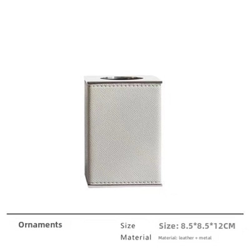 Modern European Soft Stainless Steel Leather Bathroom Set Soap Dispenser Toothbrush Holder 4-Piece Home Decor|Bathroom Accessories