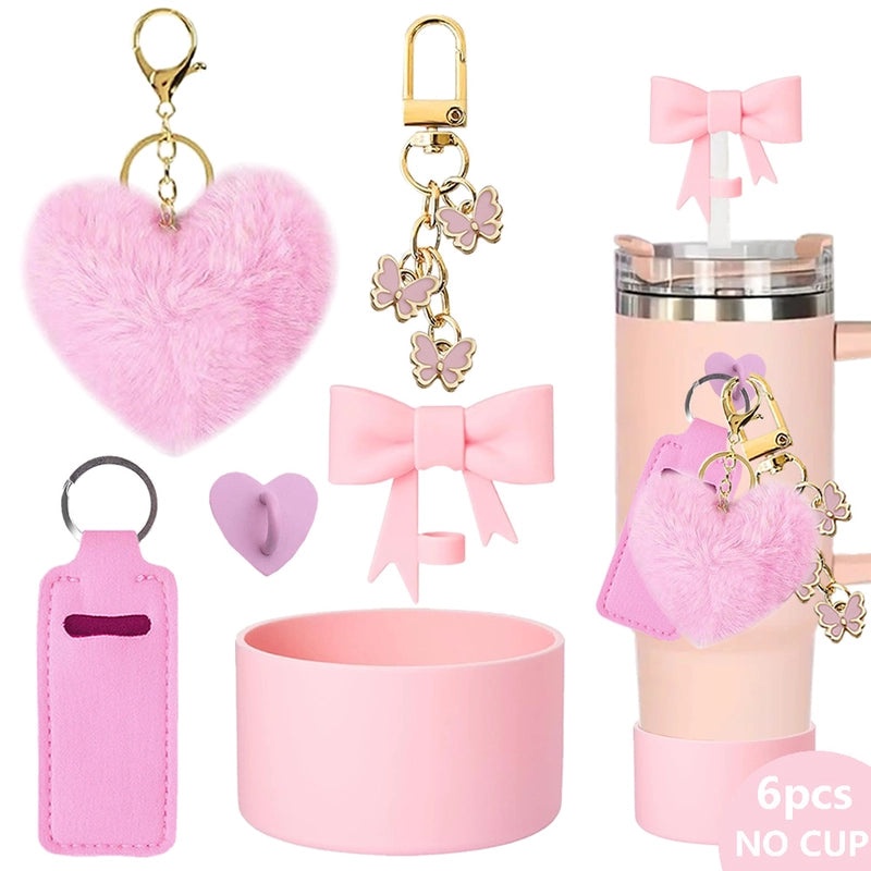 Red Heart Butterfly Bow Knot Silicone Straw Caps, 6-Pack | Drinkware Accessories