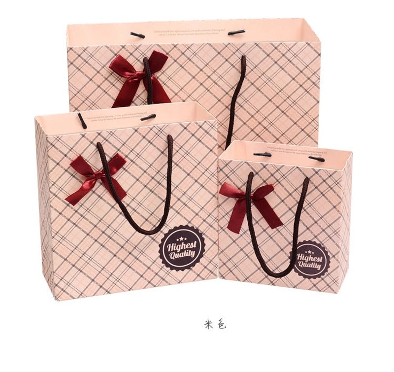Plaid Paper Bag Creative Business Gift Handbag Reusable Return Gift Bag|Gift Bags & Packaging