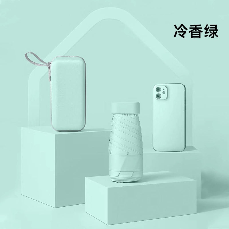 Compact Five-Fold UV Sunscreen Mini Umbrella for Women | Sun Protection & Rain Use | Portable Thickened Flat Umbrella | Women's Accessories