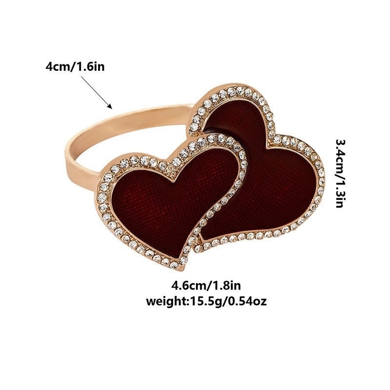 Valentine's Day Red Heart Flower Alloy Napkin Ring Casual Elegant Pastoral Style 1 Piece|Home Decor Tableware