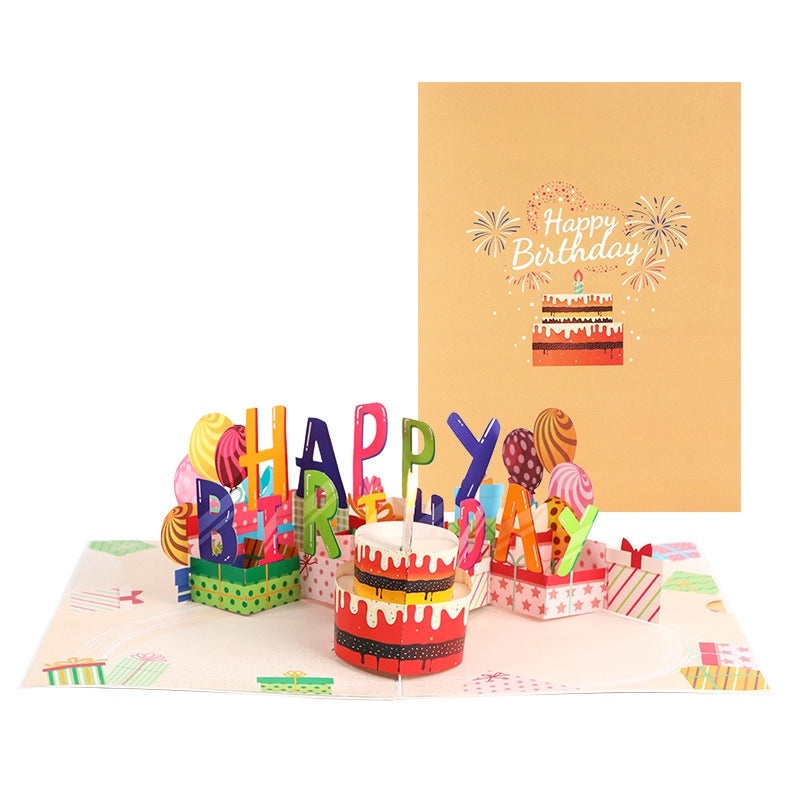 Birthday Cute Letter Cake Paper Party Greeting Card Invitation Card 1 Piece | Party Supplies